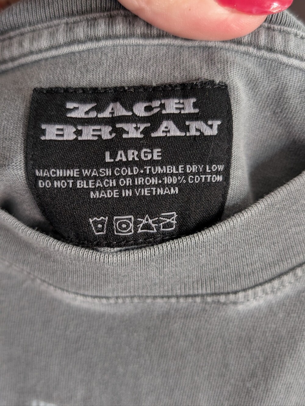 Zach Bryan T Shirt, Grey Size Large - Picture 7 of 11